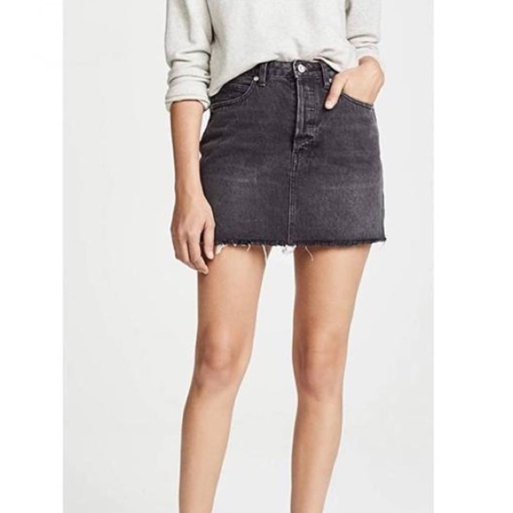 Free People Jean Skirt Rugged A-Line Black Denim Skirt